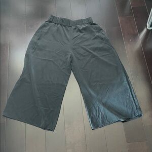 Cuyana Charcoal Pants Washable Silk Wide-Leg Cropped Pant